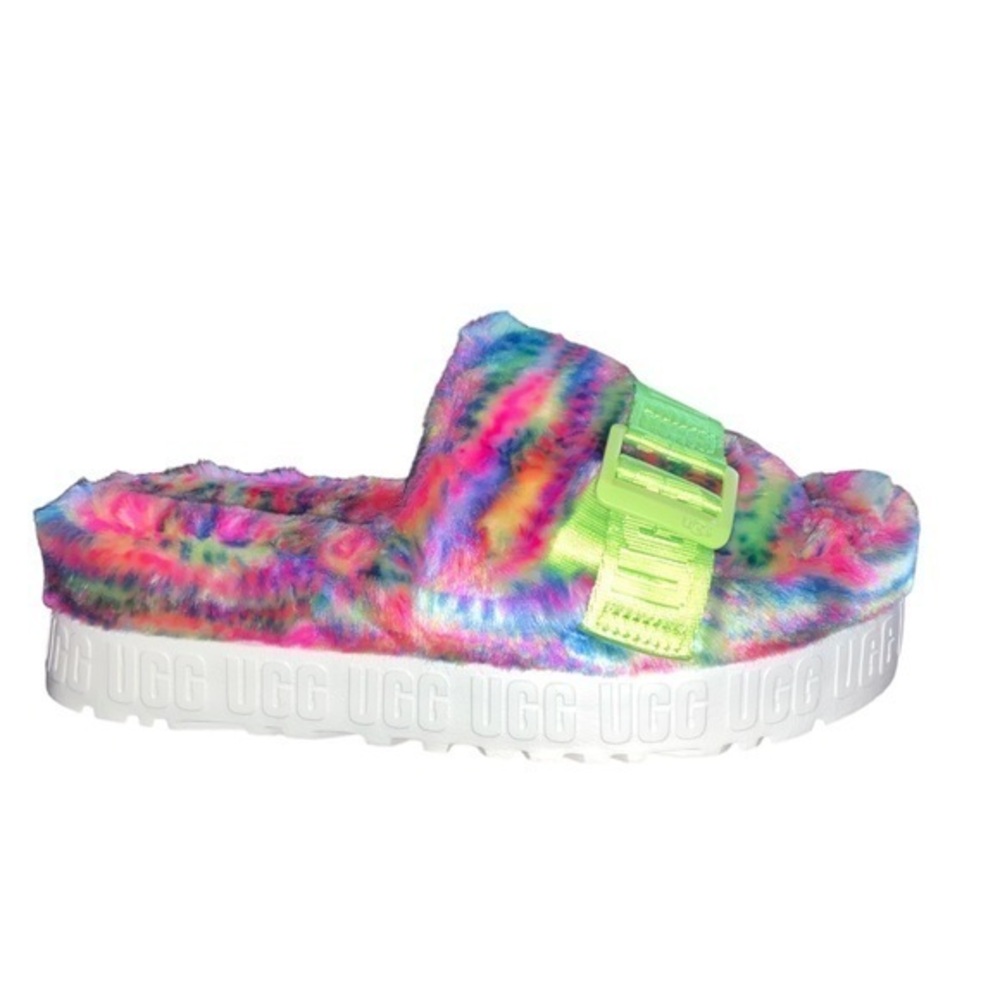 UGG Women’s Fluffita Pixelate Platform Slippers Sandals Size 6 NIB Multicolor